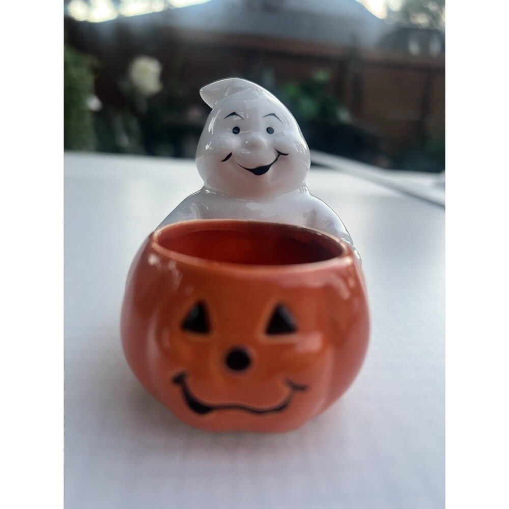 1989 Vintage The Good Company Applause Chubby Ghost Pumpkin Halloween Ceramic